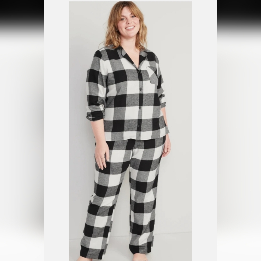 ⭐️40% Off⭐️ Old Navy Match The Fam Black Buffalo Plaid Flannel Pajama Set
